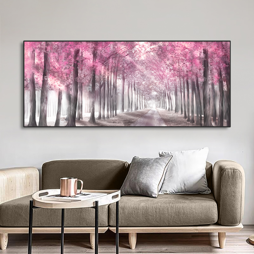 Lighting Tree Decor - Scandinavian Light Shadow Pink Trees Canvas