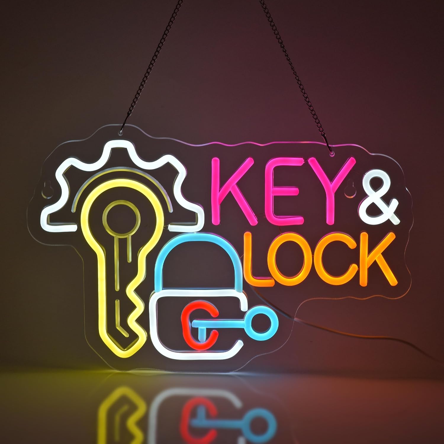 Lighting Decor Rentals - Key Lock Neon Sign Hanging Neon