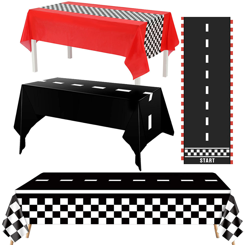 Lighting Mcqueen Decor - Checkered Race Car Party Black White