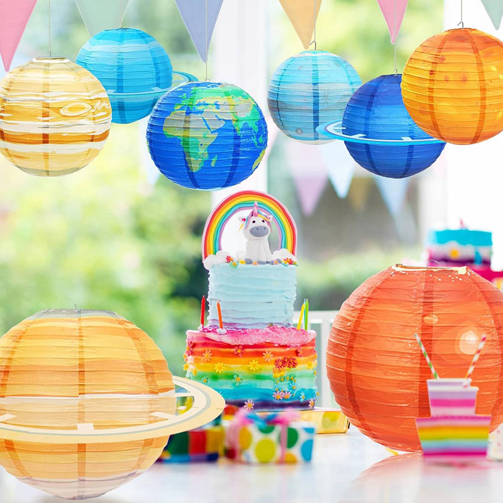 Lantern Paper Solar - ABBP-16Pcs Space Paper Lanterns Multi-Color Solar