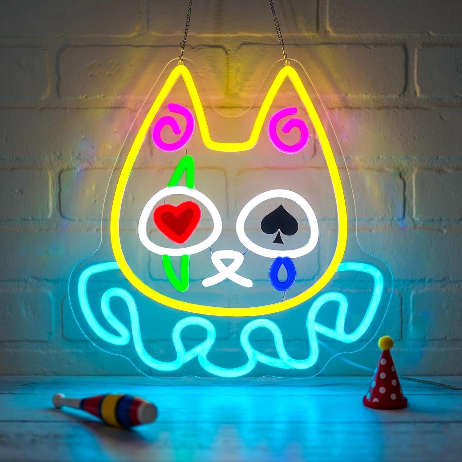 Lighting Decor For Room - Cat Poker Neon Sign USB Dimmable