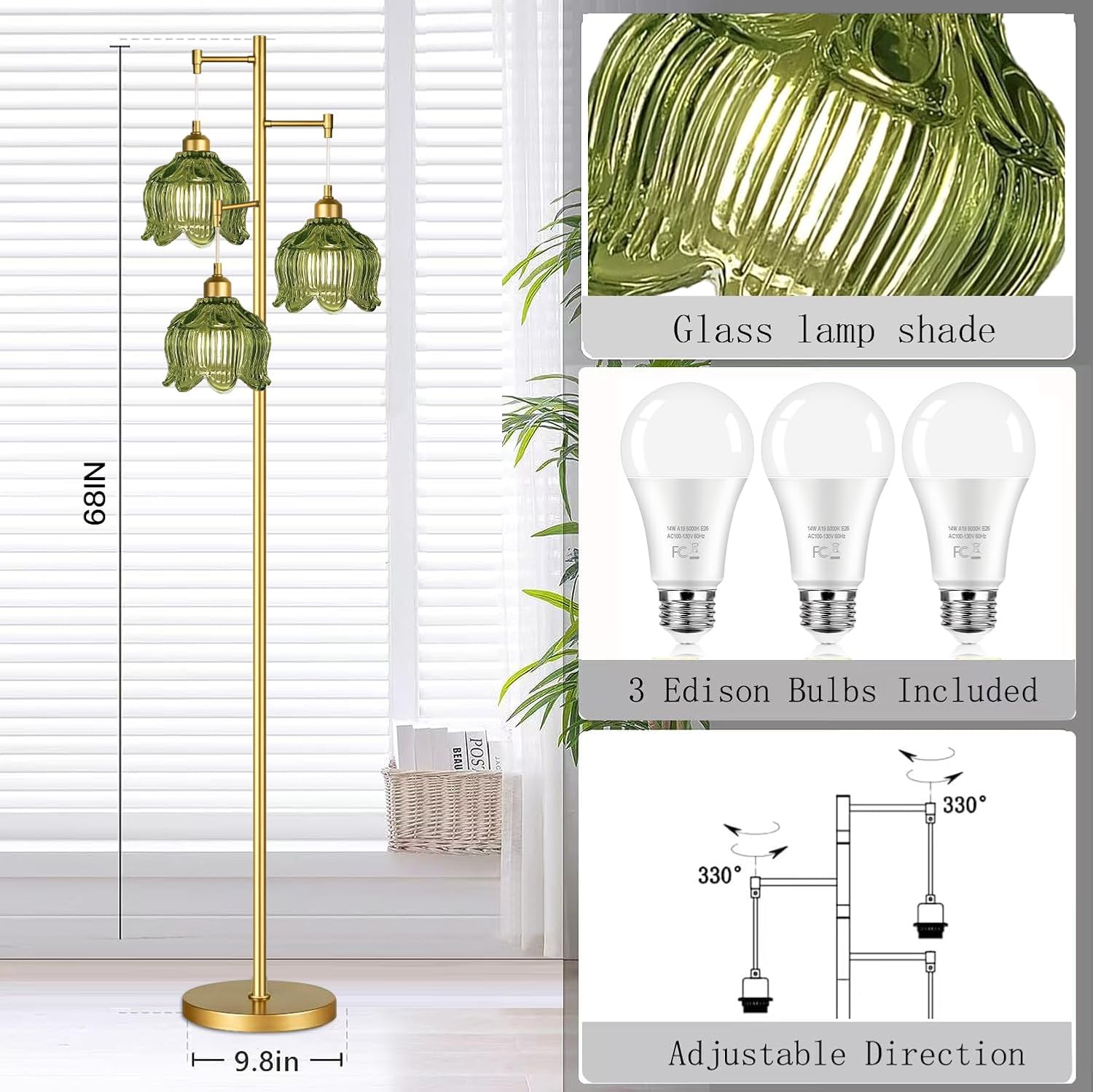 Vintage Gold Glass Floor Lamp  - đánh giá và giá Lighting Decor For Room