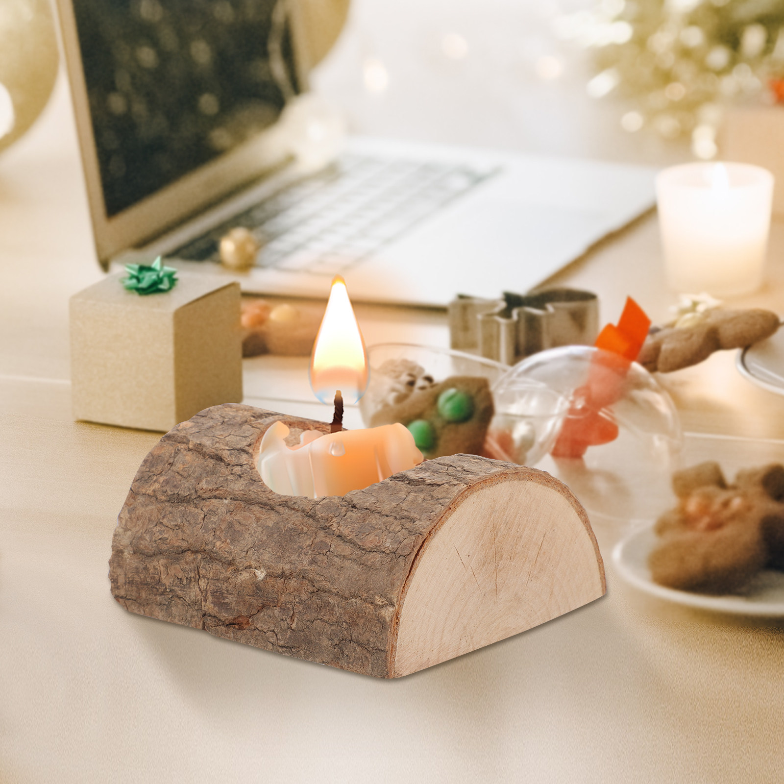 2Pcs Tree Bark Wood Holder Rus - đánh giá và giá Lighting Tree Decor