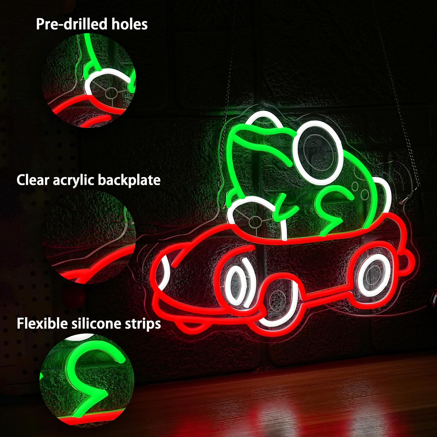 Frog Driving Car Neon Sign Art - đánh giá và giá Lighting Decor For Room