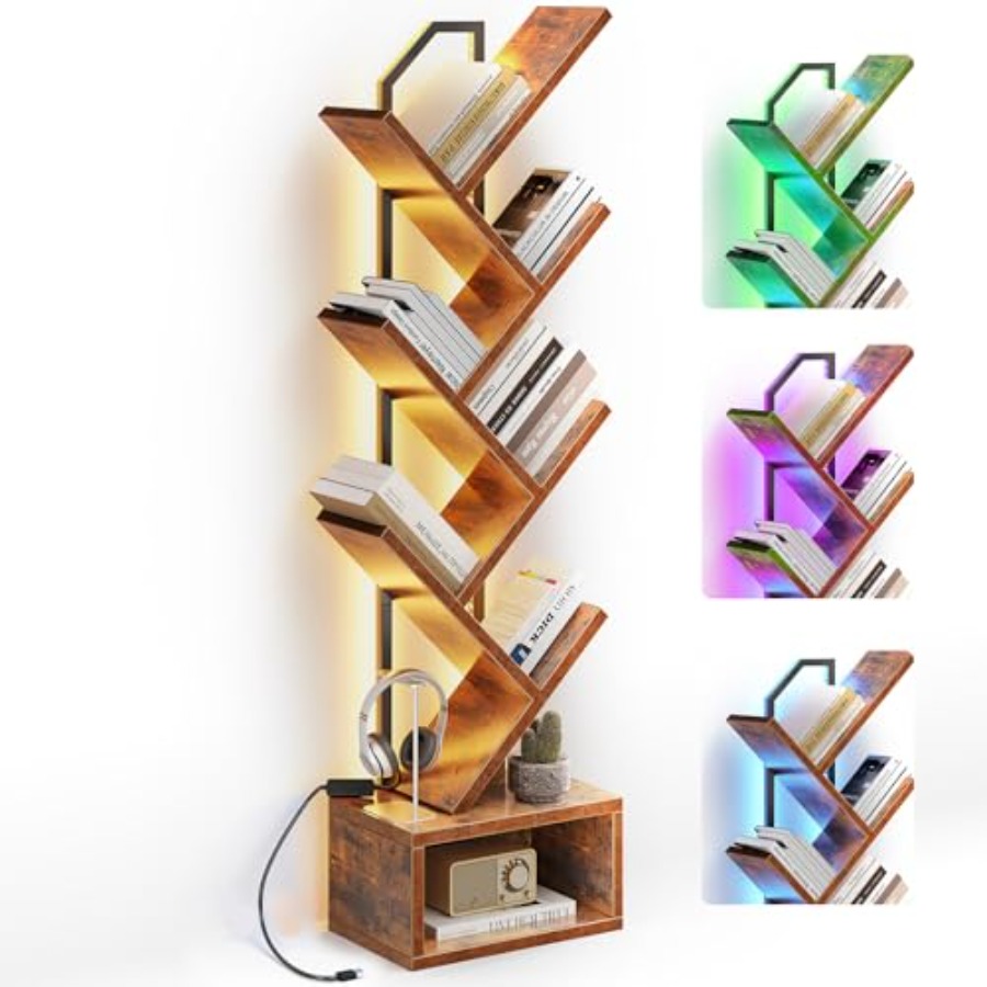 Tree Bookshelf with LED Lights - đánh giá và giá Lighting Tree Decor