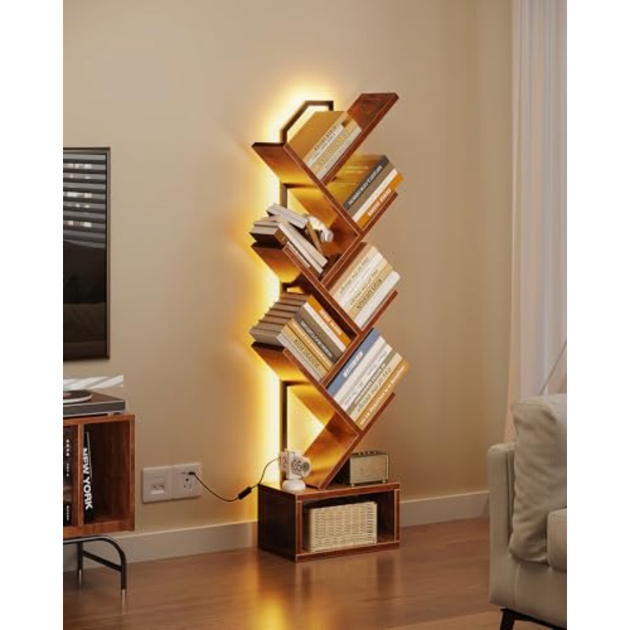 Tree Bookshelf with LED Lights - đánh giá và giá Lighting Tree Decor