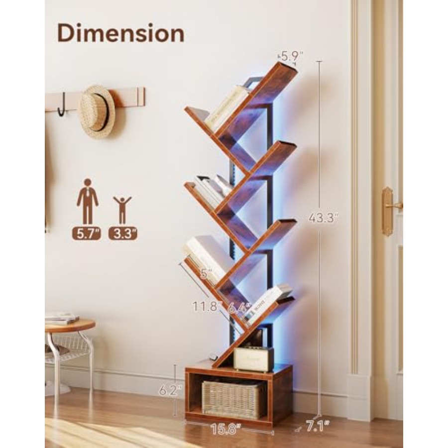 Tree Bookshelf with LED Lights - đánh giá và giá Lighting Tree Decor