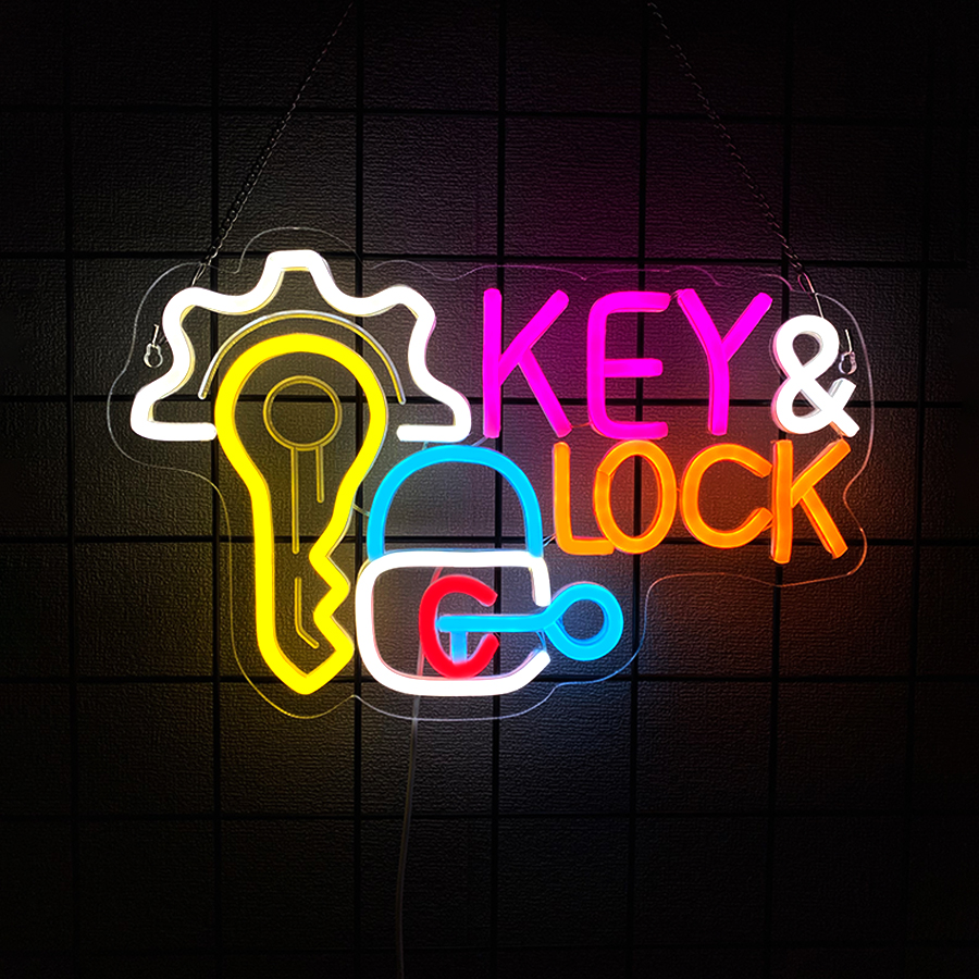 Key and Lock Neon Sign for Wal - đánh giá và giá Lighting Decor Rentals