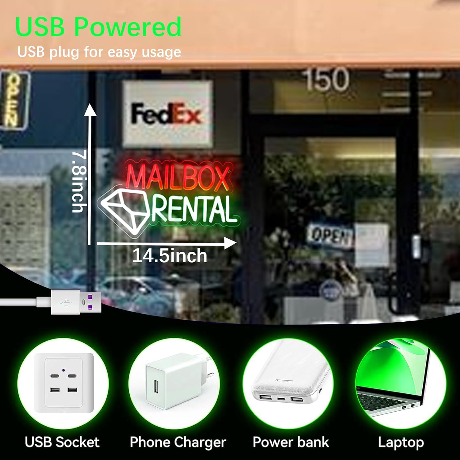 Mailbox Rental Neon Sign USB P - đánh giá và giá Lighting Decor Rentals