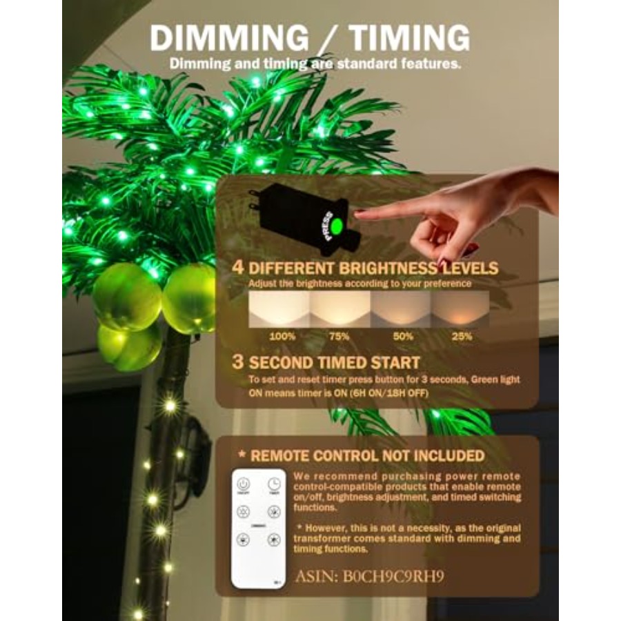 7ft Lighted Palm Tree with 208 - đánh giá và giá Lighting Tree Decor