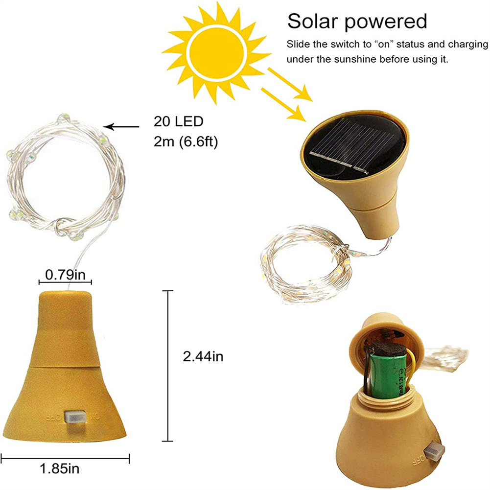 Solar Wine Bottle Lights 20 LE - đánh giá và giá Decor Lighting Cork