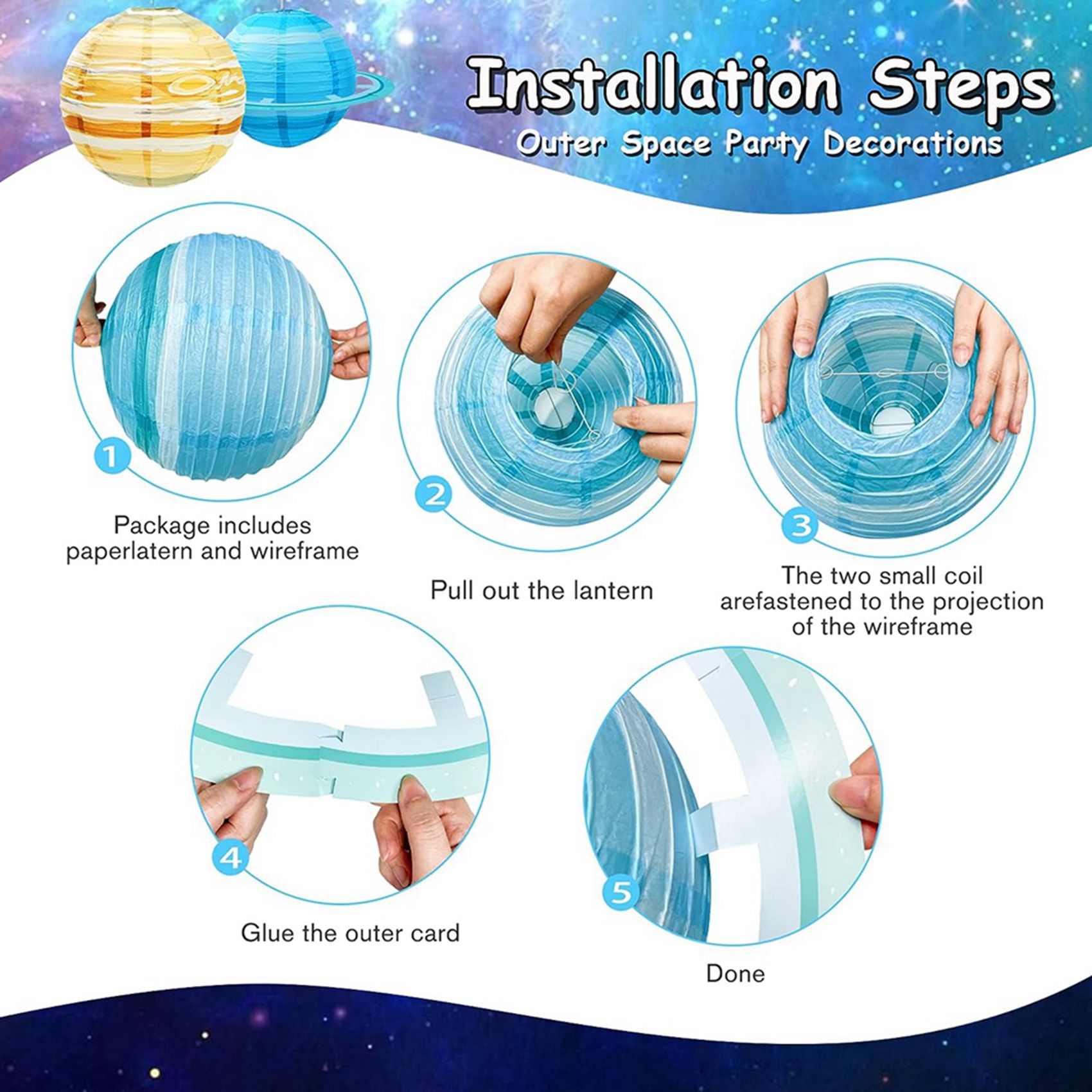 ABBP-16Pcs Space Paper Lantern - đánh giá và giá Lantern Paper Solar