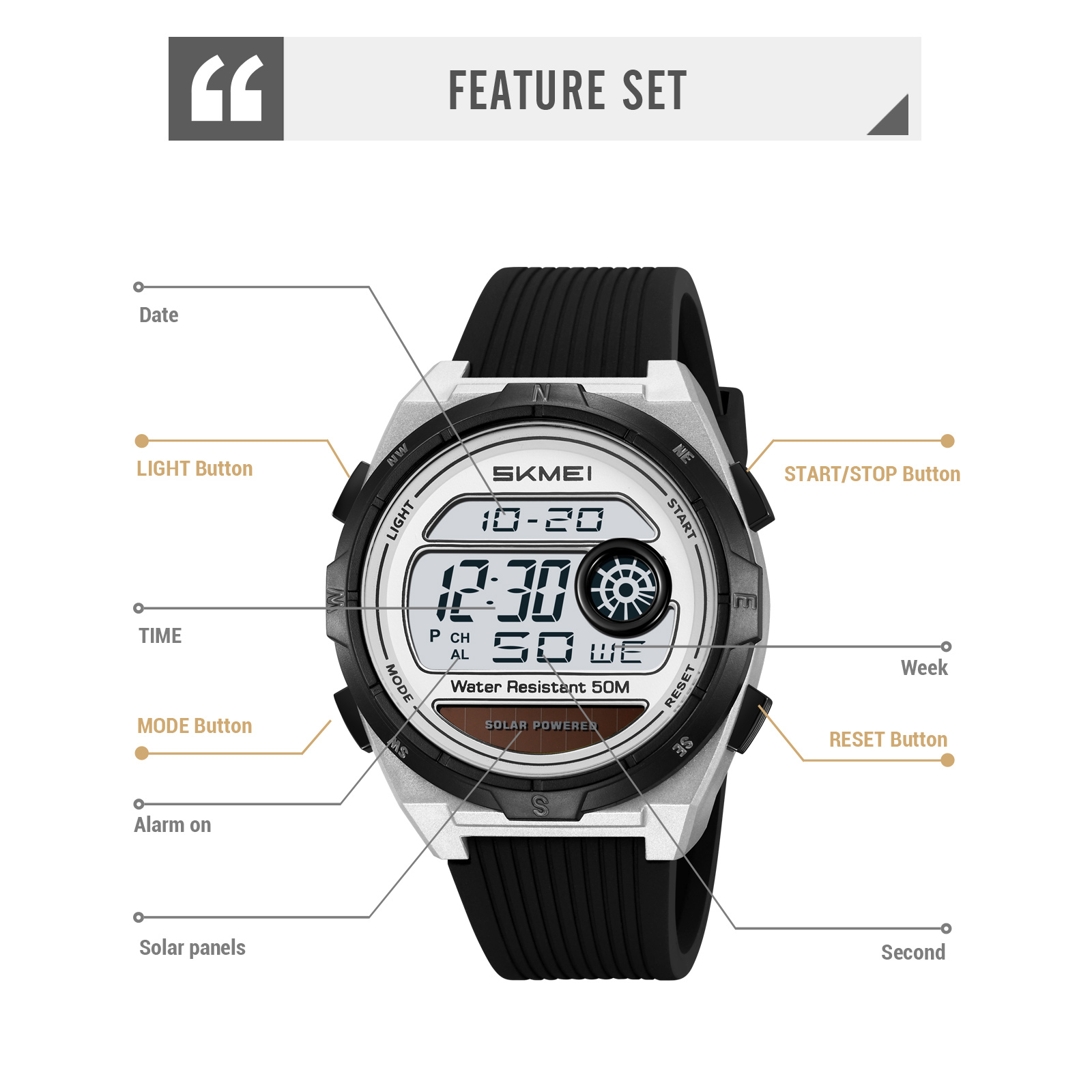 SKMEI 2436 Solar Digital Watch - đánh giá và giá Lantern Paper Solar