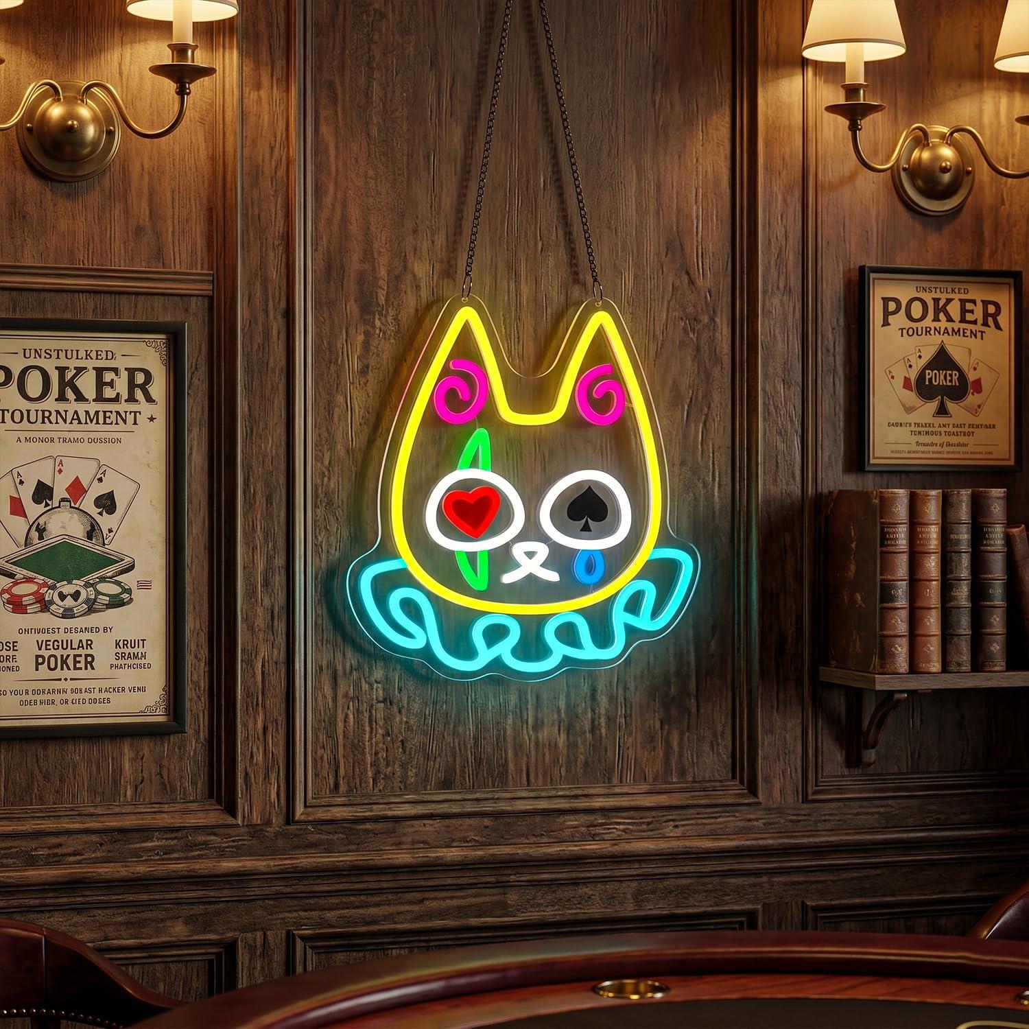 Cat Poker Neon Sign USB Dimmab - đánh giá và giá Lighting Decor For Room