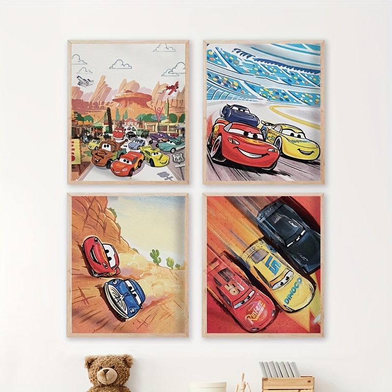 Cartoon Cars Watercolor Art Pr - đánh giá và giá Lighting Mcqueen Decor