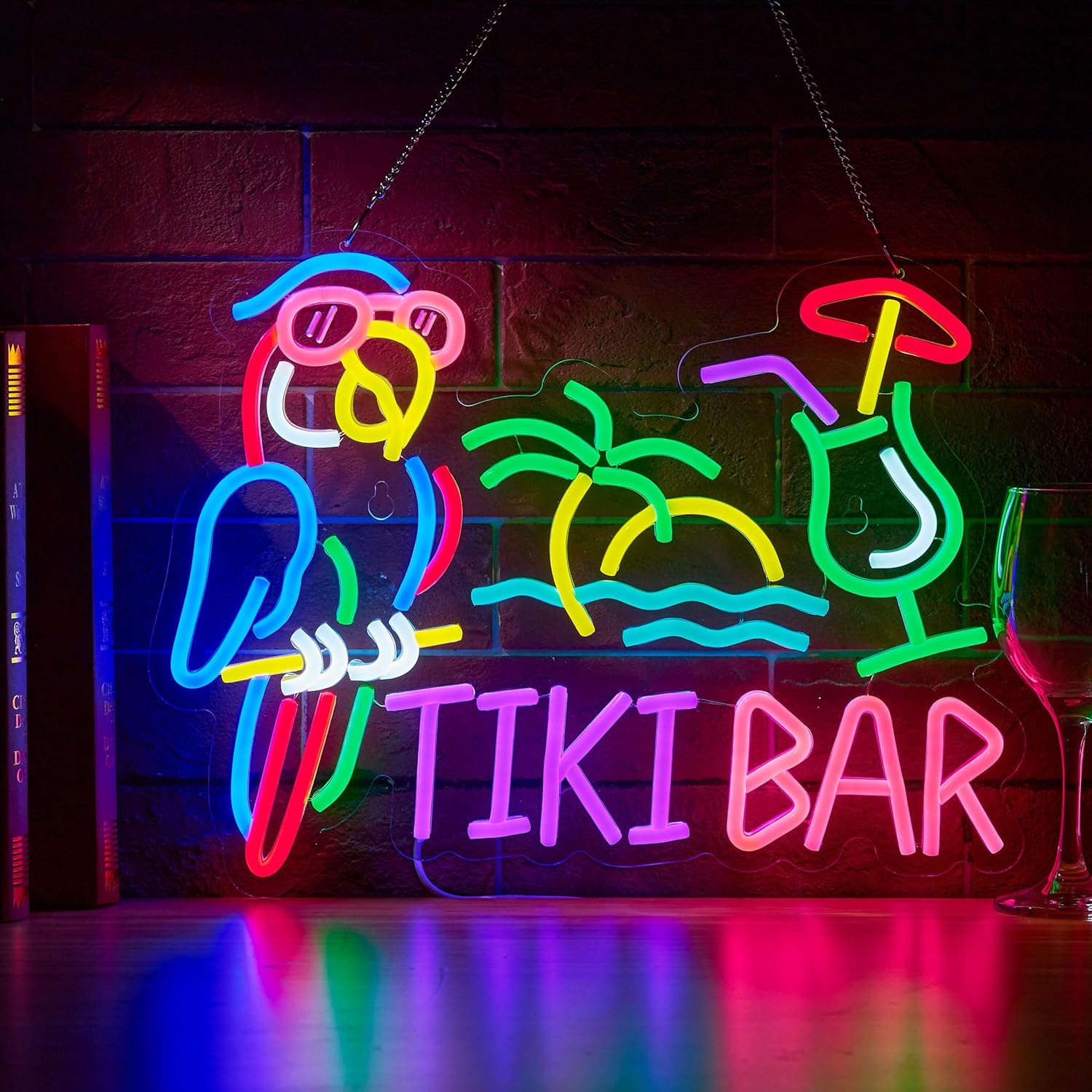 Tiki Bar Parrot Palm Tree Neon - đánh giá và giá Lighting Tree Decor