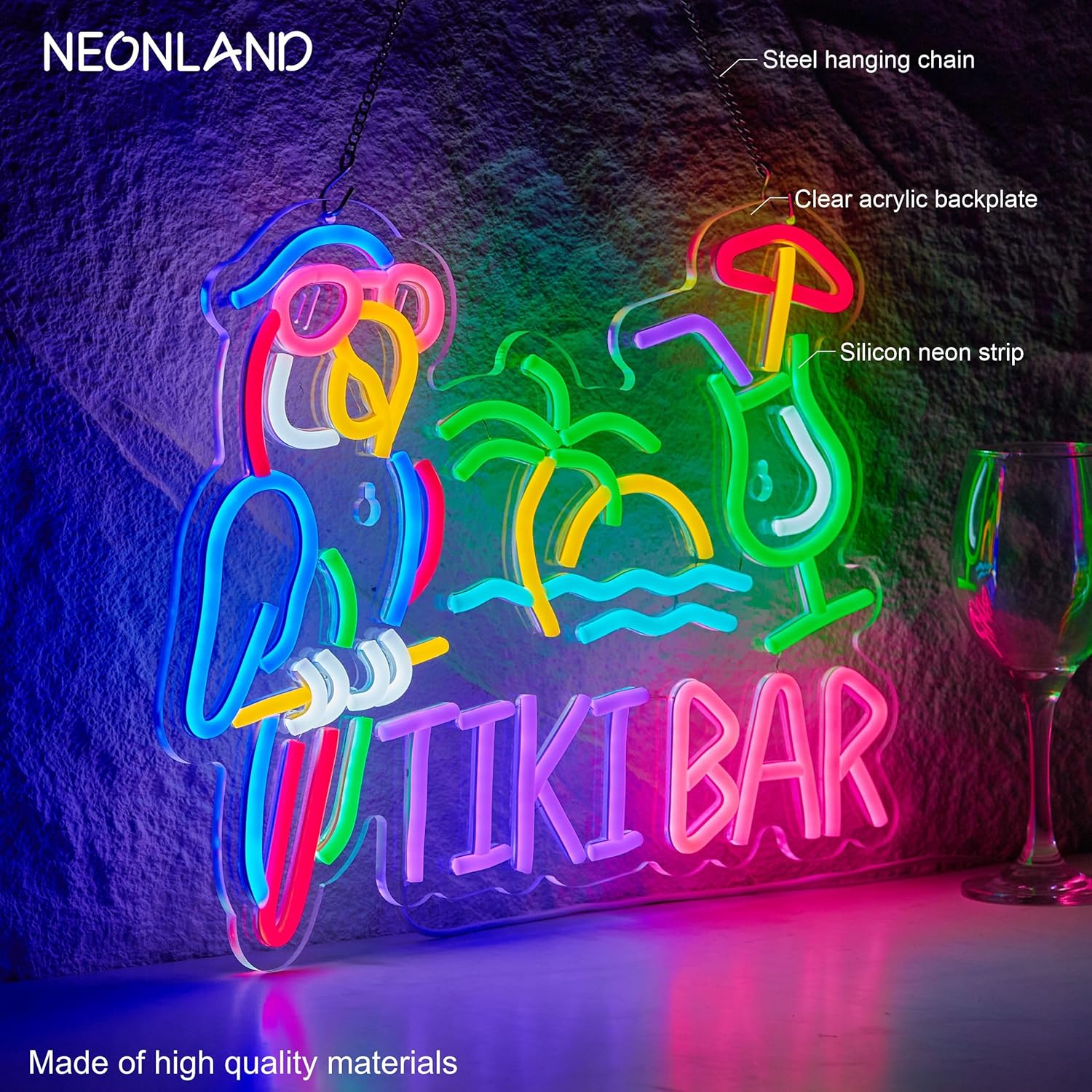 Tiki Bar Parrot Palm Tree Neon - đánh giá và giá Lighting Tree Decor