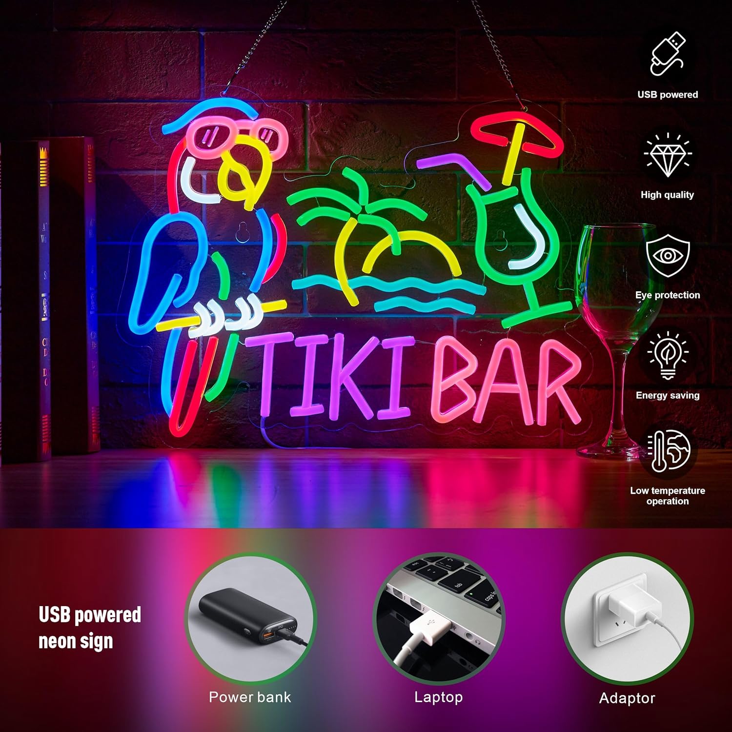 Tiki Bar Parrot Palm Tree Neon - đánh giá và giá Lighting Tree Decor