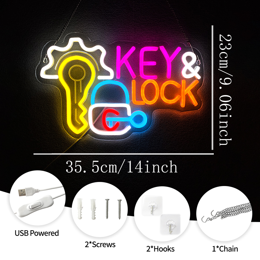 Key and Lock Neon Sign for Wal - đánh giá và giá Lighting Decor Rentals
