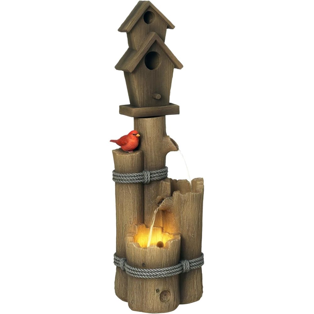 Brown 3-Tier Rustic Tree Trunk - đánh giá và giá Lighting Tree Decor