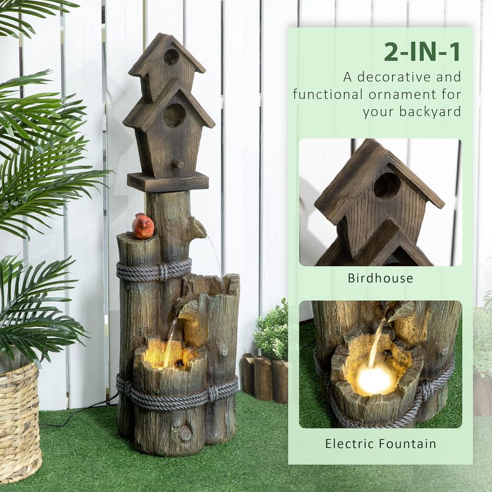 Brown 3-Tier Rustic Tree Trunk - đánh giá và giá Lighting Tree Decor