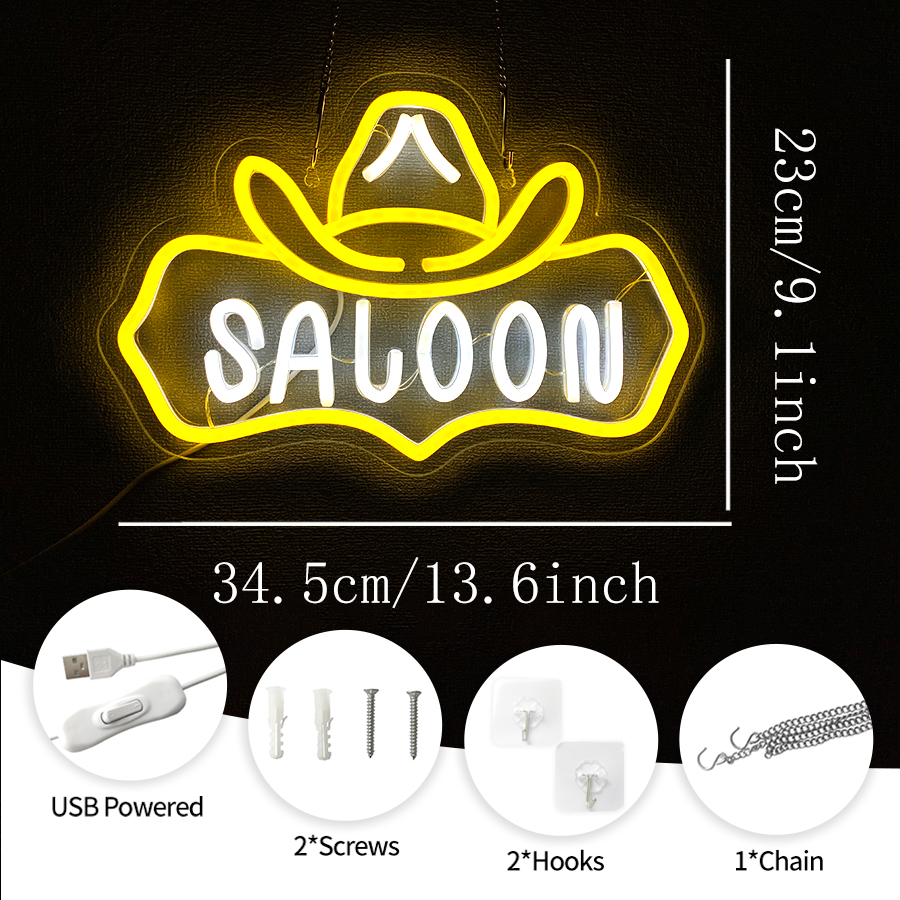 Saloon Neon Sign Vintage Weste - đánh giá và giá Lighting Decor Items