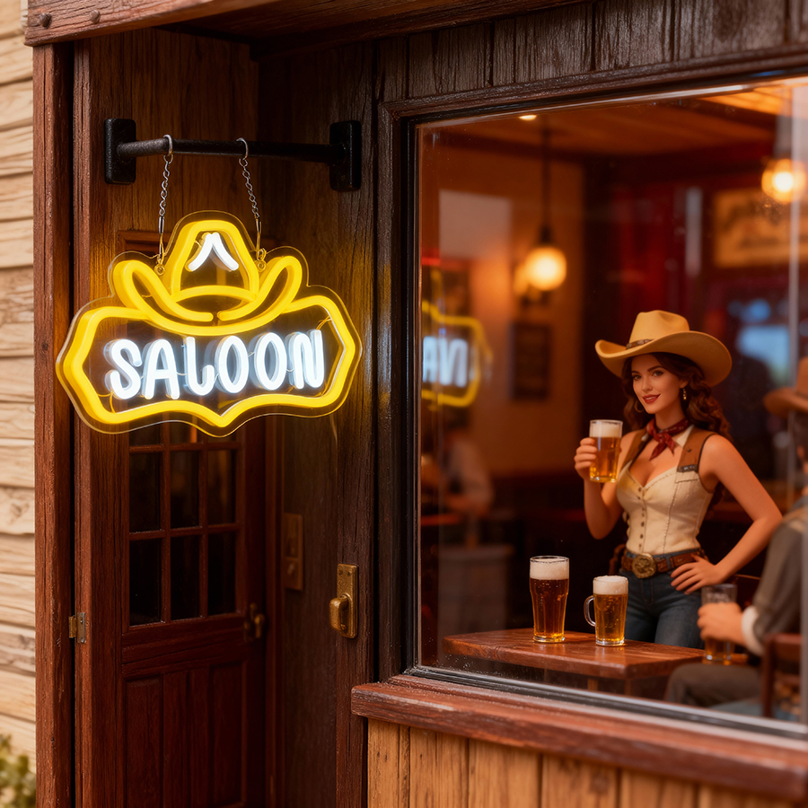 Saloon Neon Sign Vintage Weste - đánh giá và giá Lighting Decor Items